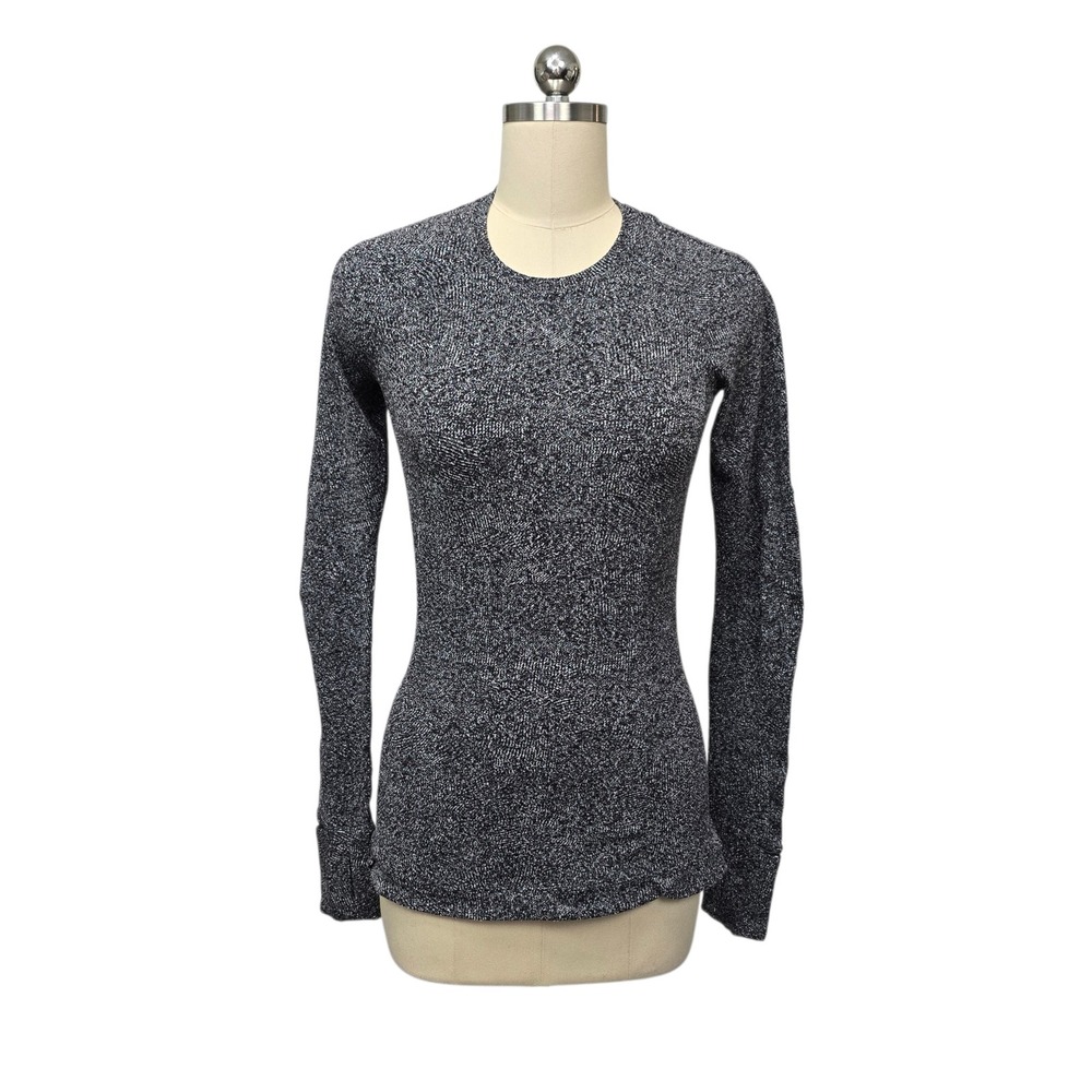 Lululemon Runderful Long Sleeve Crew Rush Jaquard Black White Size 6 W5BVQS